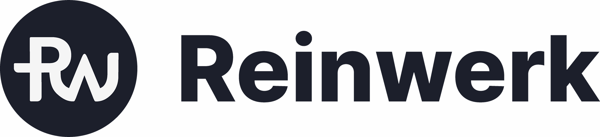 Dunkles Logo der Firma Reinwerk in CMYK-Farben